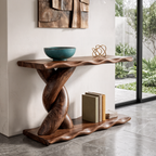 Table console contemporaine avec base en spirale et étagère de rangement inférieure pour salon SINLKICS701