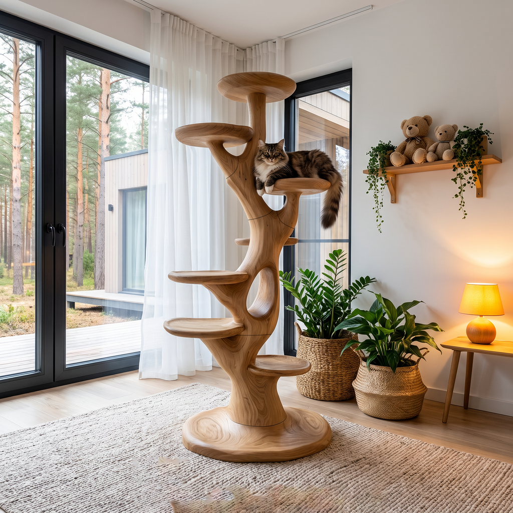 Arbre à chat sculptural à plateformes multi-niveaux pour chats d'intérieur SINLHATT016