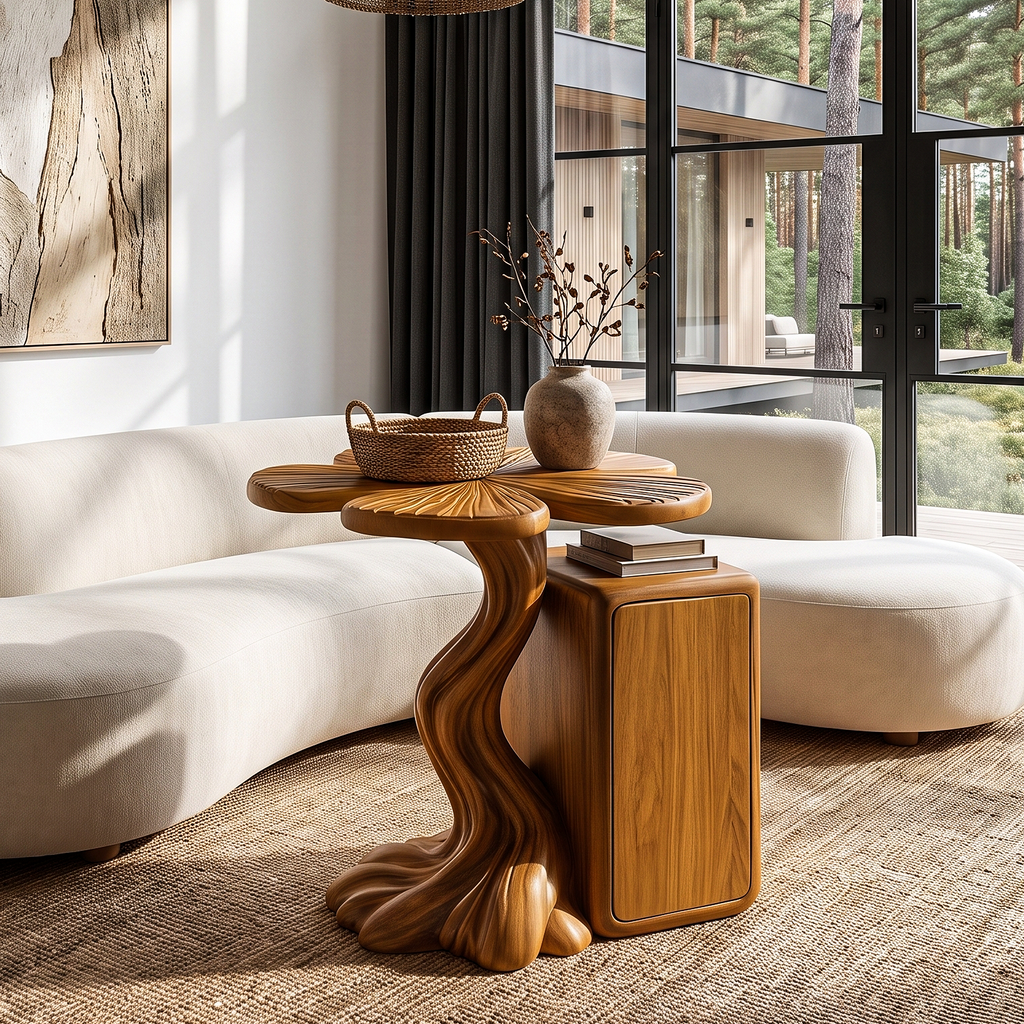 Table d'appoint moderne avec base inspirée d'un arbre pour salon SINLHASTA305