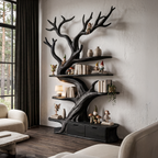 Bibliothèque arbre sculpturale, design en forme de branche d'arbre fait main pour bureau à domicile SINLHATB769