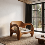 Fauteuil d'appoint style Mid-Century avec dossier large et incurvé pour salon SINLHACHR041