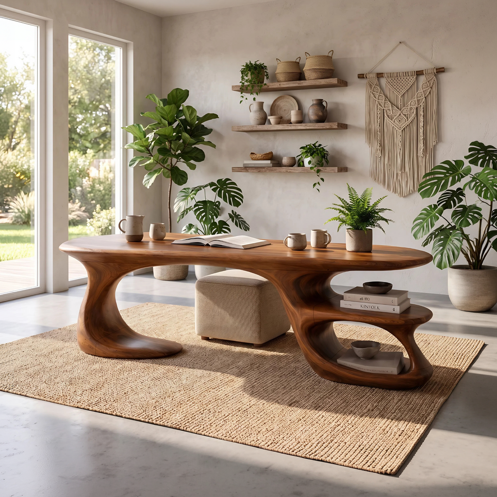 Bureau à étagère incurvée moderne pour bureau à domicile ou appartement SILDTTNDE056