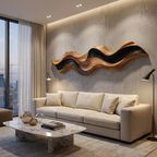 Décoration murale abstraite moderne en bois au design sculptural fluide pour la maison RTTHTTWA156