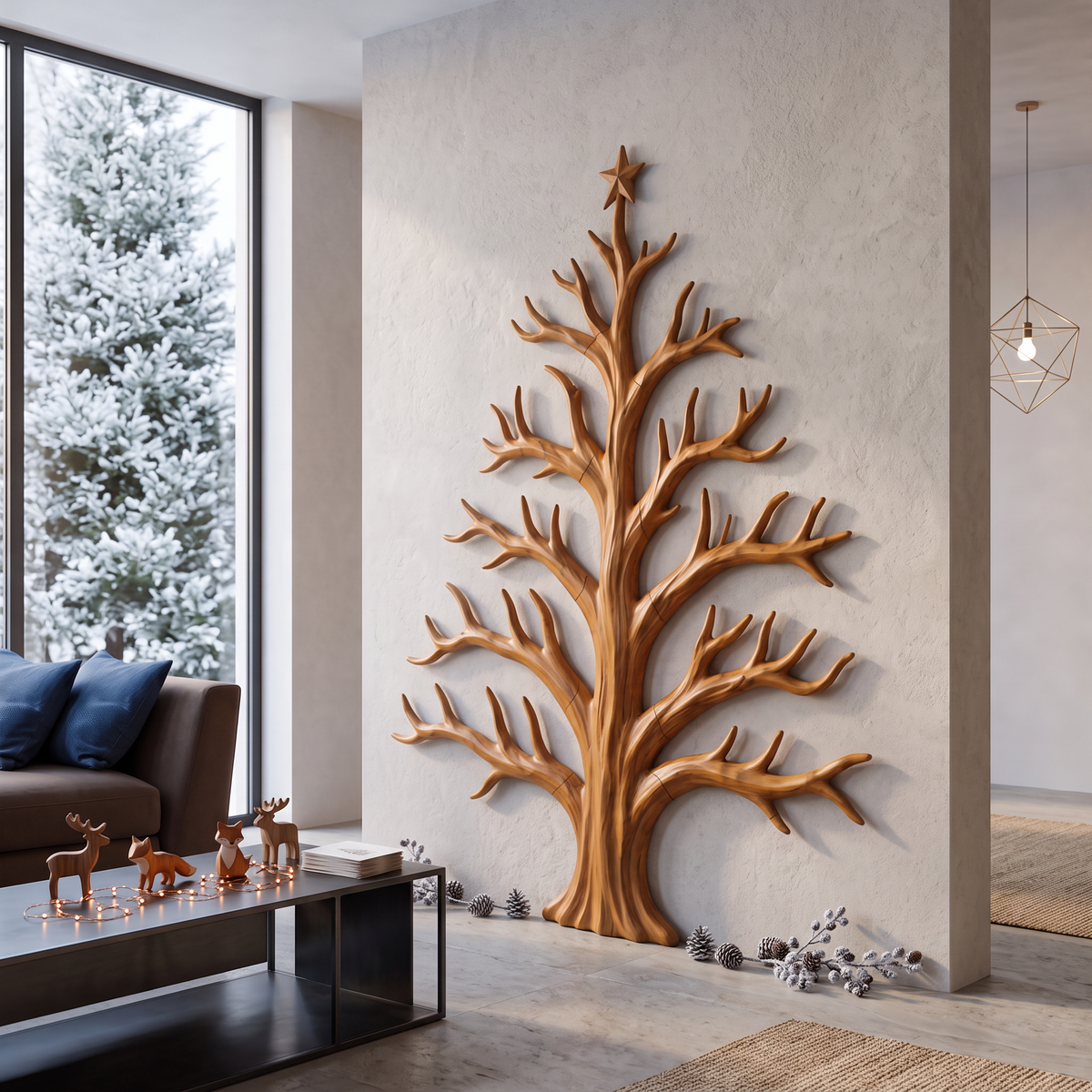 Sapin de Noël moderne au design de branches nues pour salon SINLSAWA142