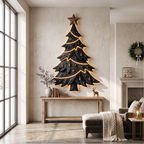 Sculpture murale de Noël contemporaine avec silhouette de sapin pour salon SINLSAWA145