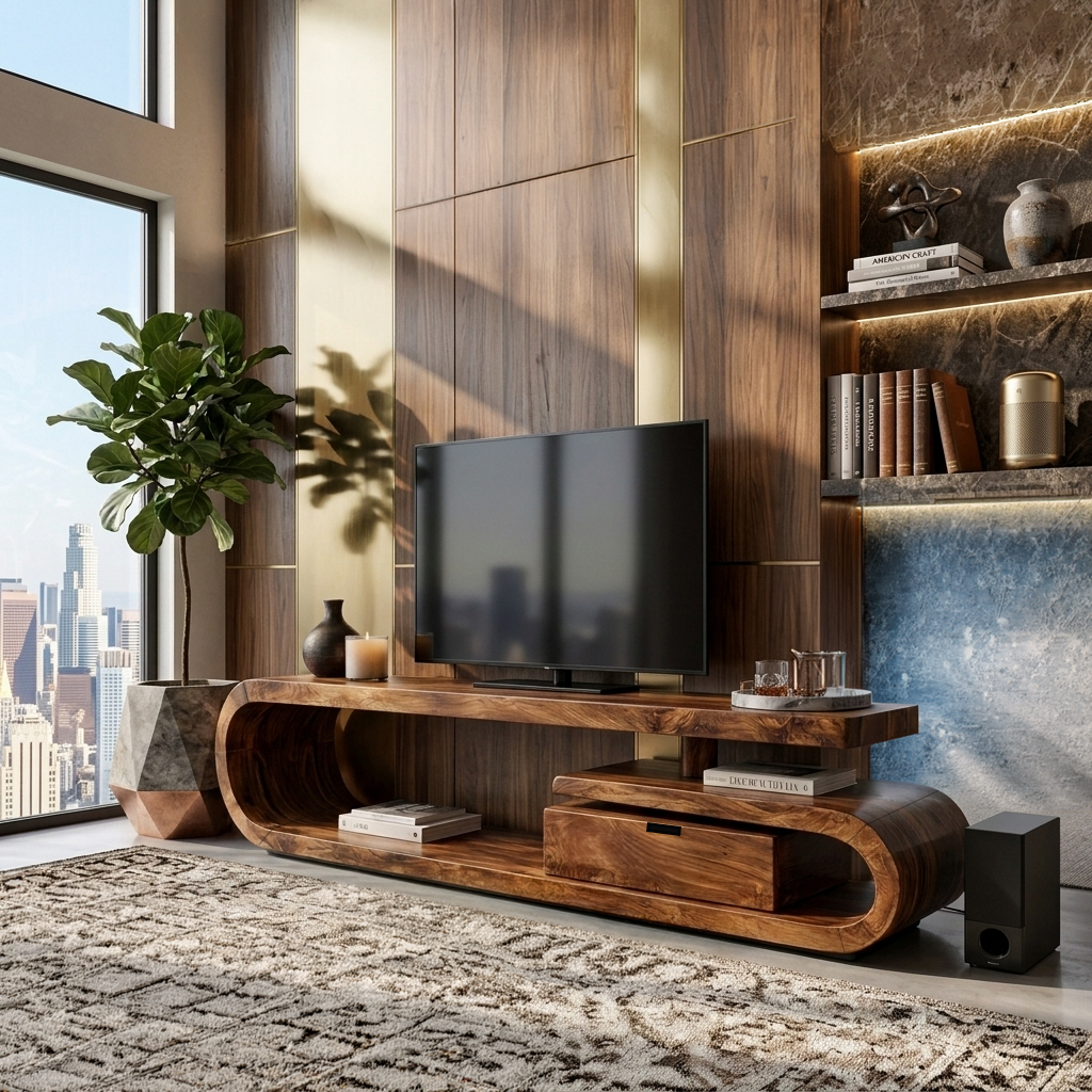 Handcrafted TV Cabinet For Living Room Media Use RTTHTTTVC034