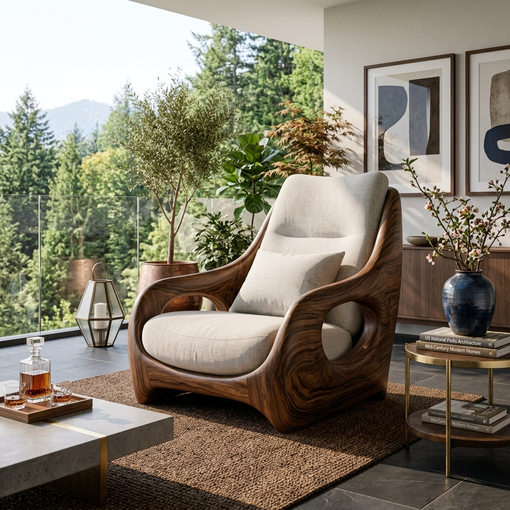 Fauteuil organique aux courbes lisses pour salon RTTHTTACC013