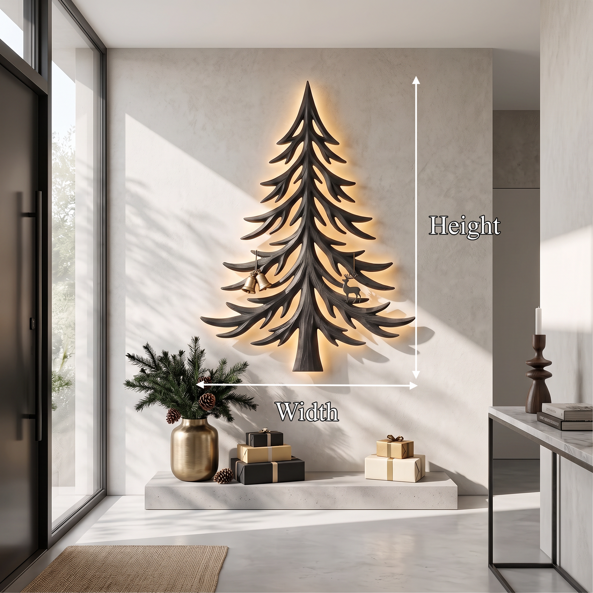 Décoration murale de Noël moderne avec motif de branches de pin superposées pour salon SINLSAWA143