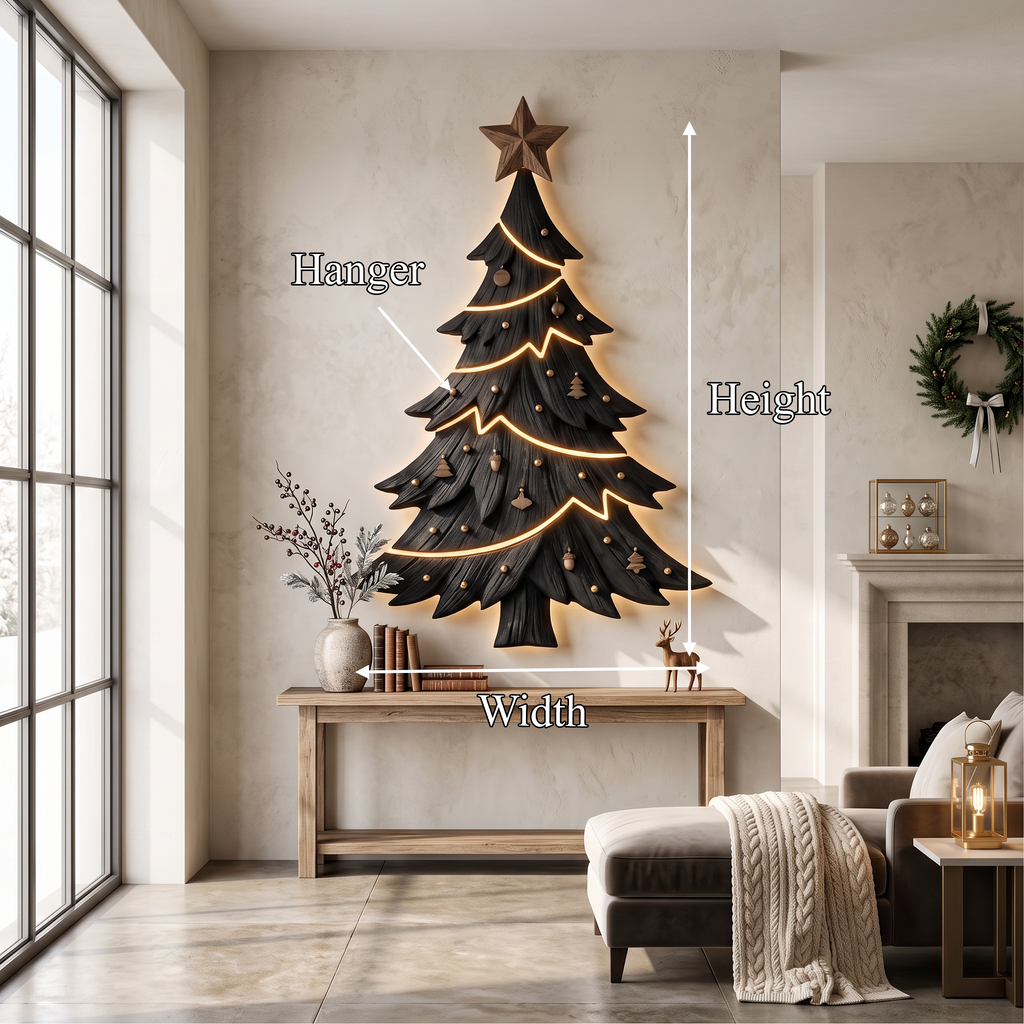 Sculpture murale de Noël contemporaine avec silhouette de sapin pour salon SINLSAWA145