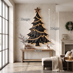Sculpture murale de Noël contemporaine avec silhouette de sapin pour salon SINLSAWA145