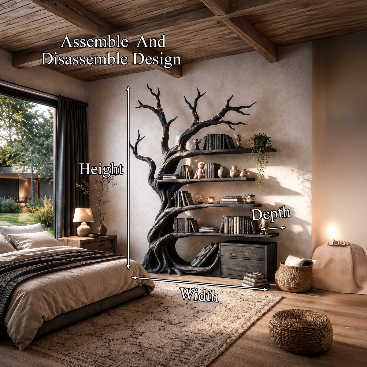 Modern Tree Bookshelf Handcrafted Branch Shelves For Home Library SINLHATB768