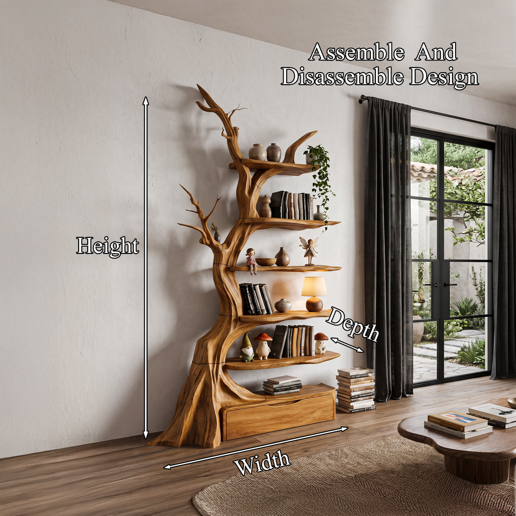 Bibliothèque arbre organique au design sculptural artisanal pour salon SINLHATB771