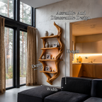 Étagère murale rustique, design branche d'arbre fabriqué à la main pour salon SINLHABS066