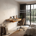 Bureau flottant rustique avec design à bord brut pour bureau à domicile et espace de travail SINLHADE169
