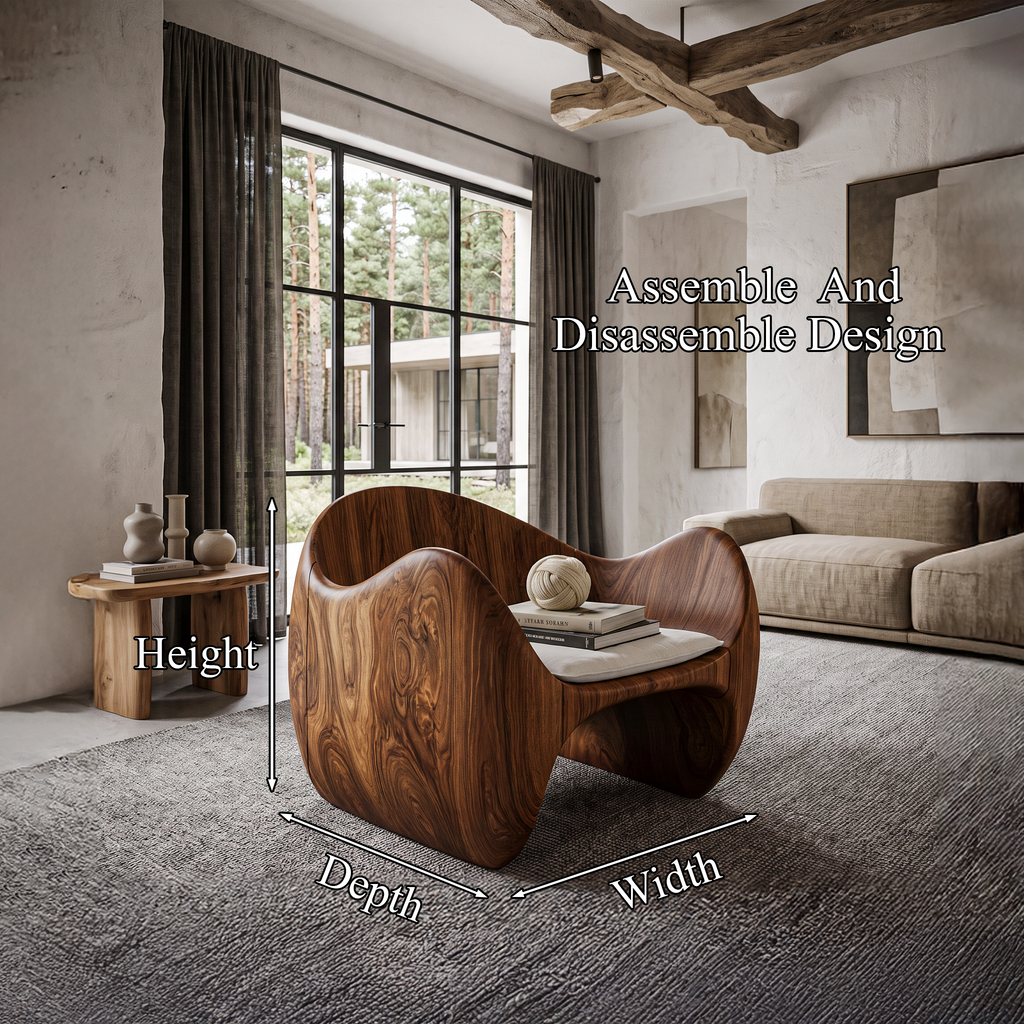 Fauteuil d'appoint moderne en bois avec structure sculpturale incurvée pour salon SINLHACHR038