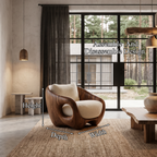 Fauteuil de salon en bois rustique avec dossier enveloppant pour coin lecture SINLHACHR040