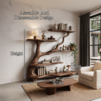 Bibliothèque organique en forme d'arbre avec design de branches fluides pour salon SINLHATB776