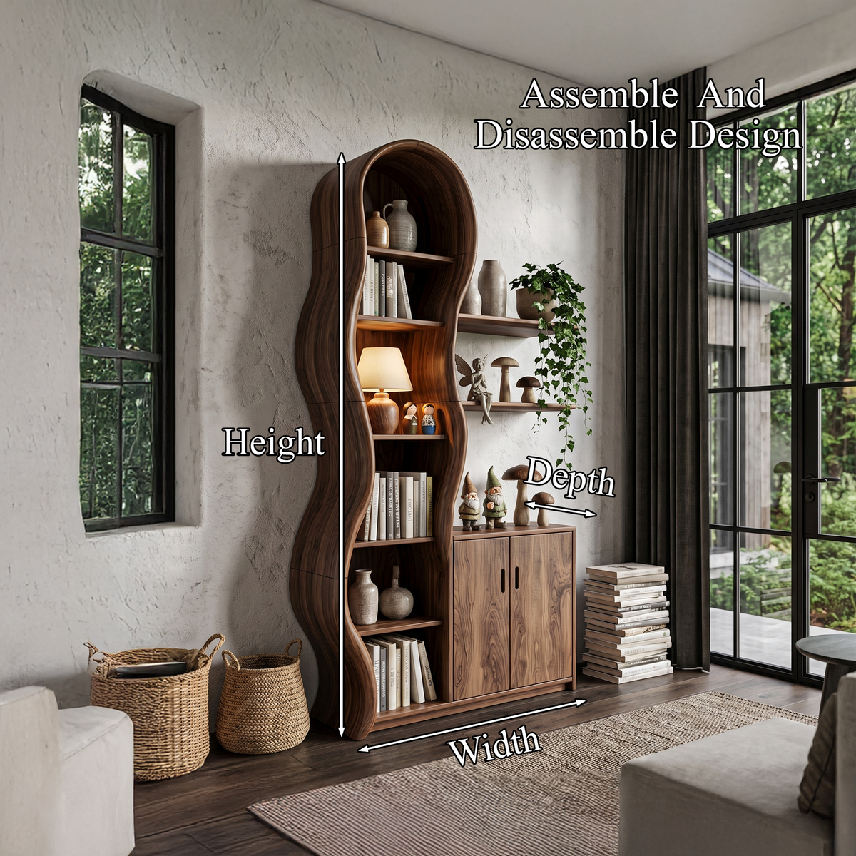 Contemporary Wooden Display Cabinet With Sculptural Branch Frame For Living Room SINLHASD540