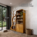 Meuble rustique avec étagères inspirées de branches pour salle de lecture SINLHASD541