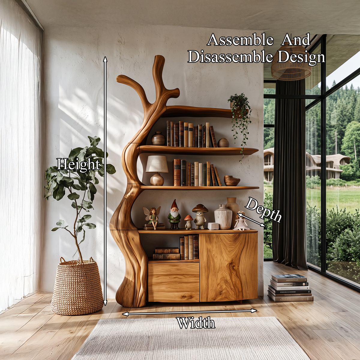 Vitrine organique avec silhouette d'arbre fluide pour chambre à coucher SINLHASD542