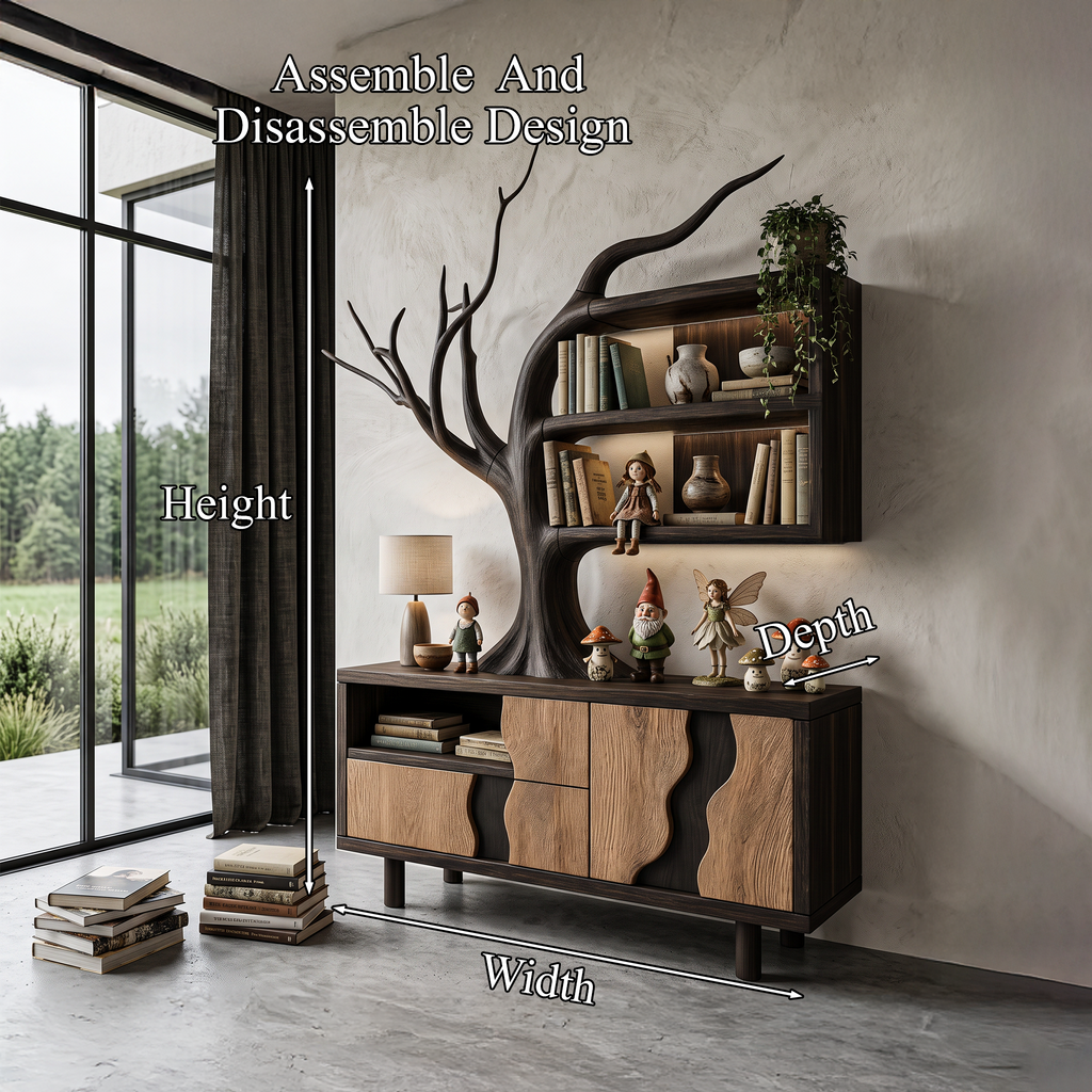 Meuble moderne avec motif de branche d'arbre intégré pour salon SINLHASD546