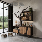 Meuble moderne avec motif de branche d'arbre intégré pour salon SINLHASD546