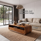 Table basse du milieu du siècle avec cadre arrondi et rangement pour salon SINLHACF423