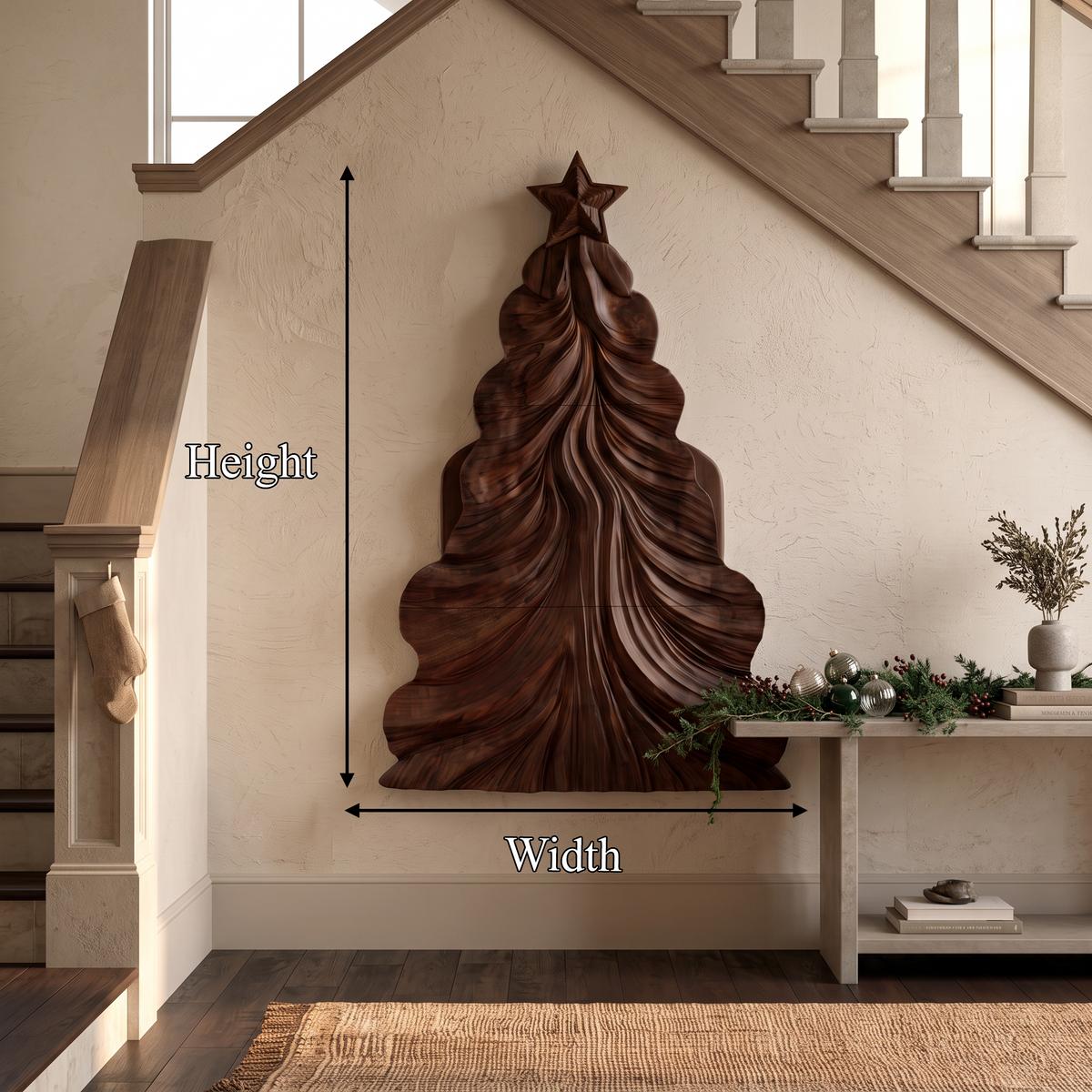 Contemporary Wooden Christmas Decor With Curved Openwork Design For Living Room SINLSAWA150