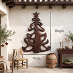 Décoration de Noël organique en bois avec silhouette d'arbre fluide pour entrée SINLSAWA152