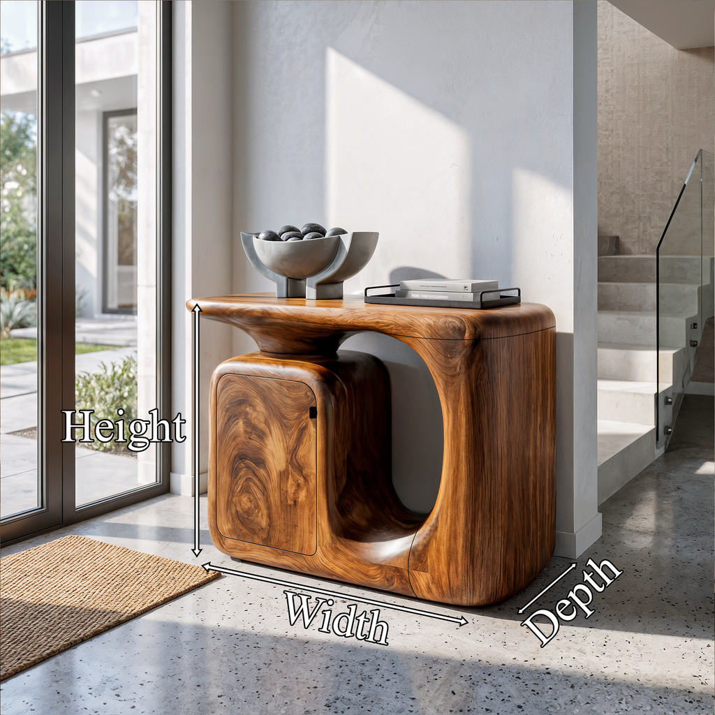 Console d'entrée sculpturale moderne avec meuble de rangement arrondi SINLKICS703