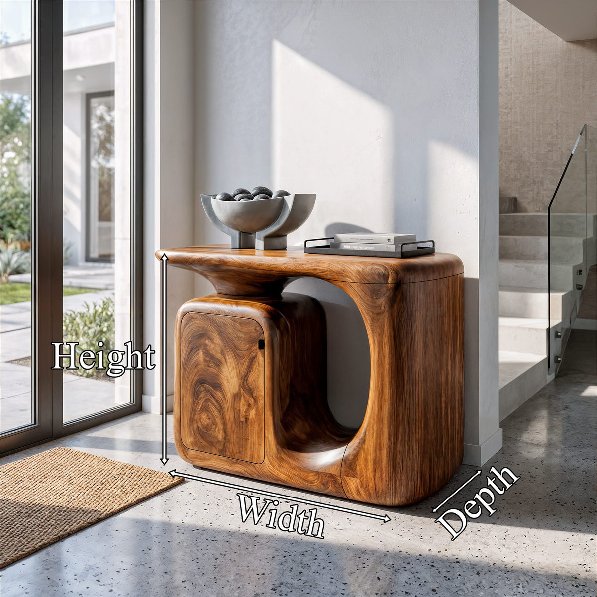 Console d'entrée sculpturale moderne avec meuble de rangement arrondi SINLKICS703