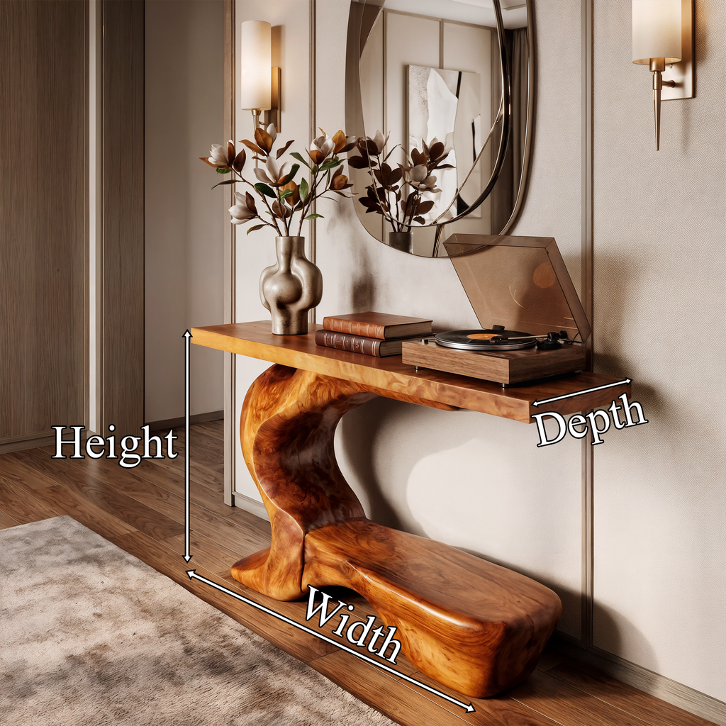 Console de style rustique sculptural avec base incurvée pour entrée SINLKICS705