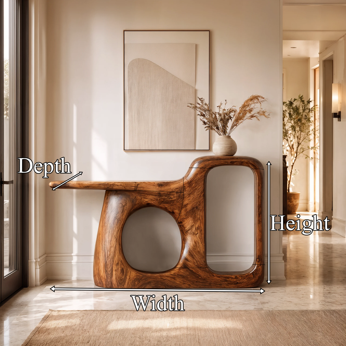Organic Console Table With Sculptural Open Frame For Entryway SINLKICS706