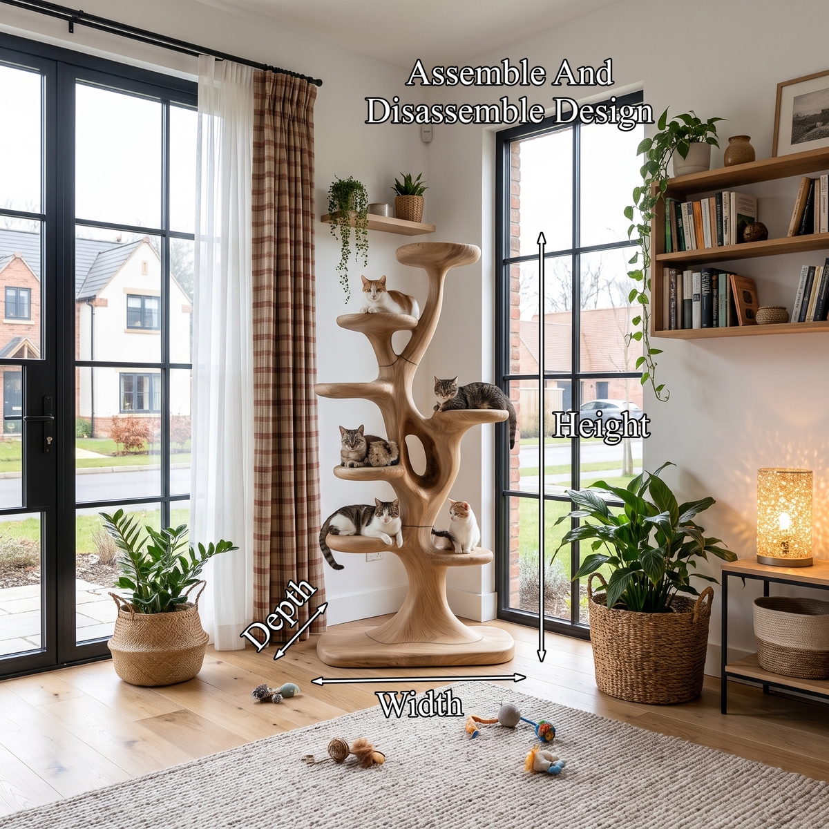 Modern Tree Shaped Cat Tree With Multi Level Platforms For Indoor Cats SINLHATT017