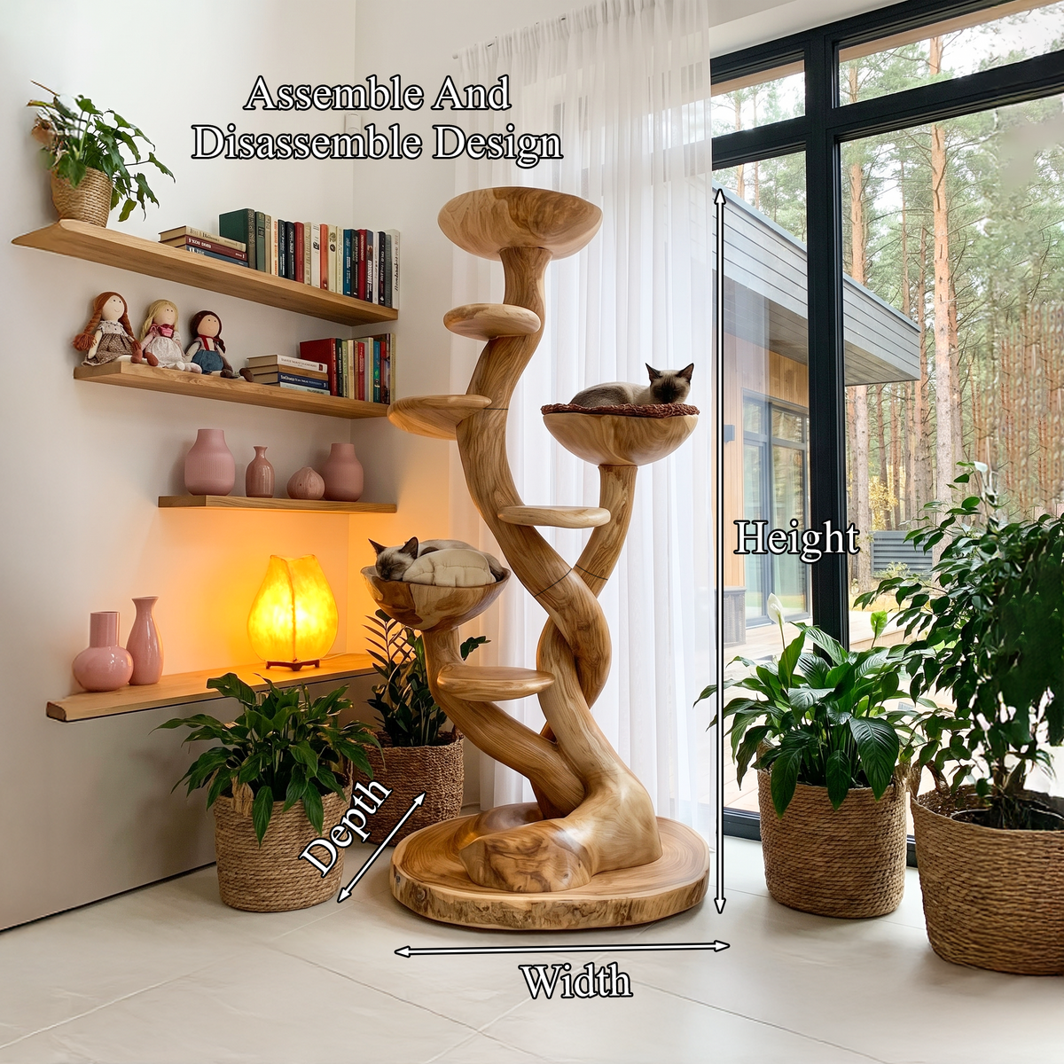 Organic Sculptural Cat Tree With Multi Level Platforms For Indoor Cats SINLHATT018