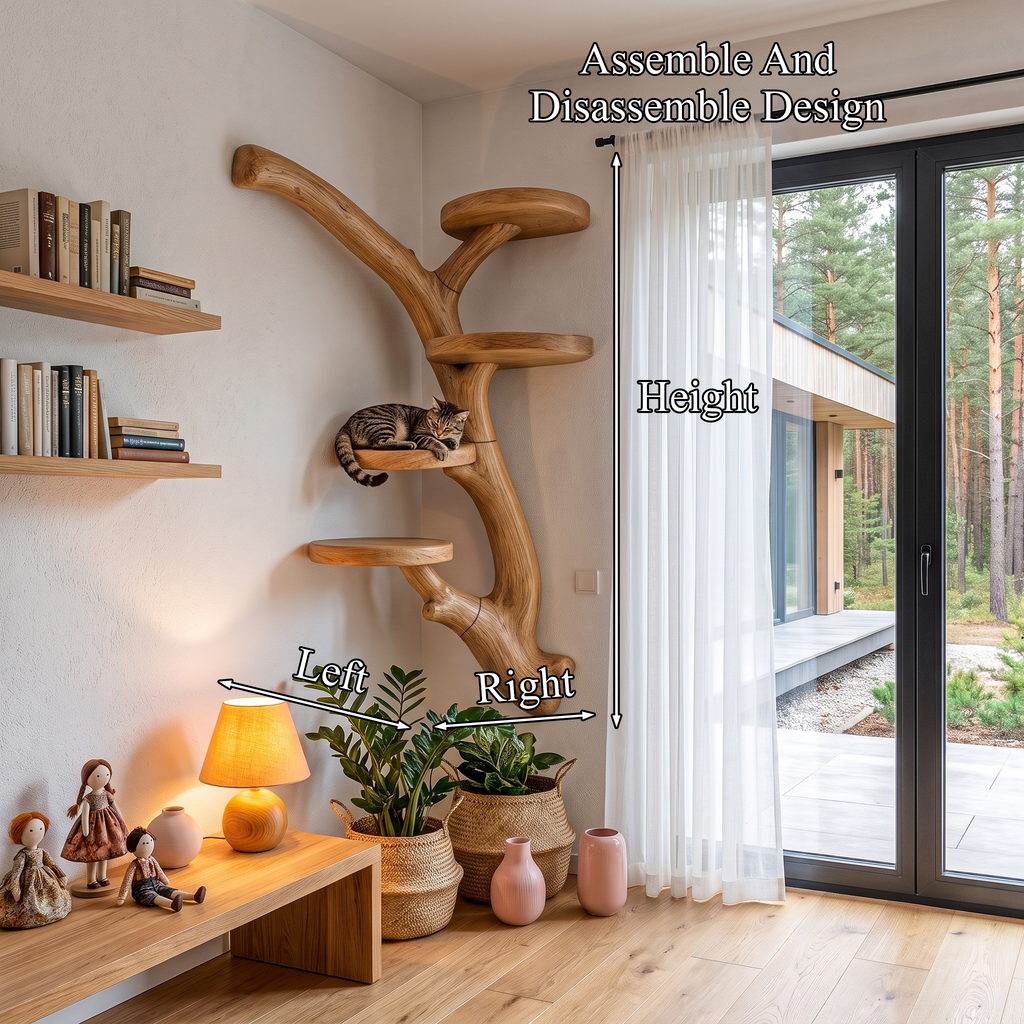 Arbre à chat mural moderne avec plateformes inspirées de branches pour chats d'intérieur SINLHATT019