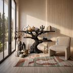 Table console organique en forme d'arbre torsadé pour décoration d'Halloween sorcière SILDTTNCS158