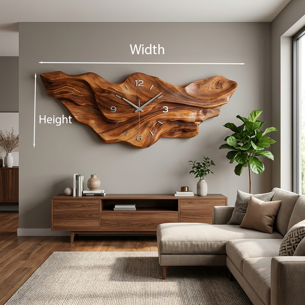 Horloge murale moderne en bois en forme de vague pour décoration de salon RTTHTTWAC028