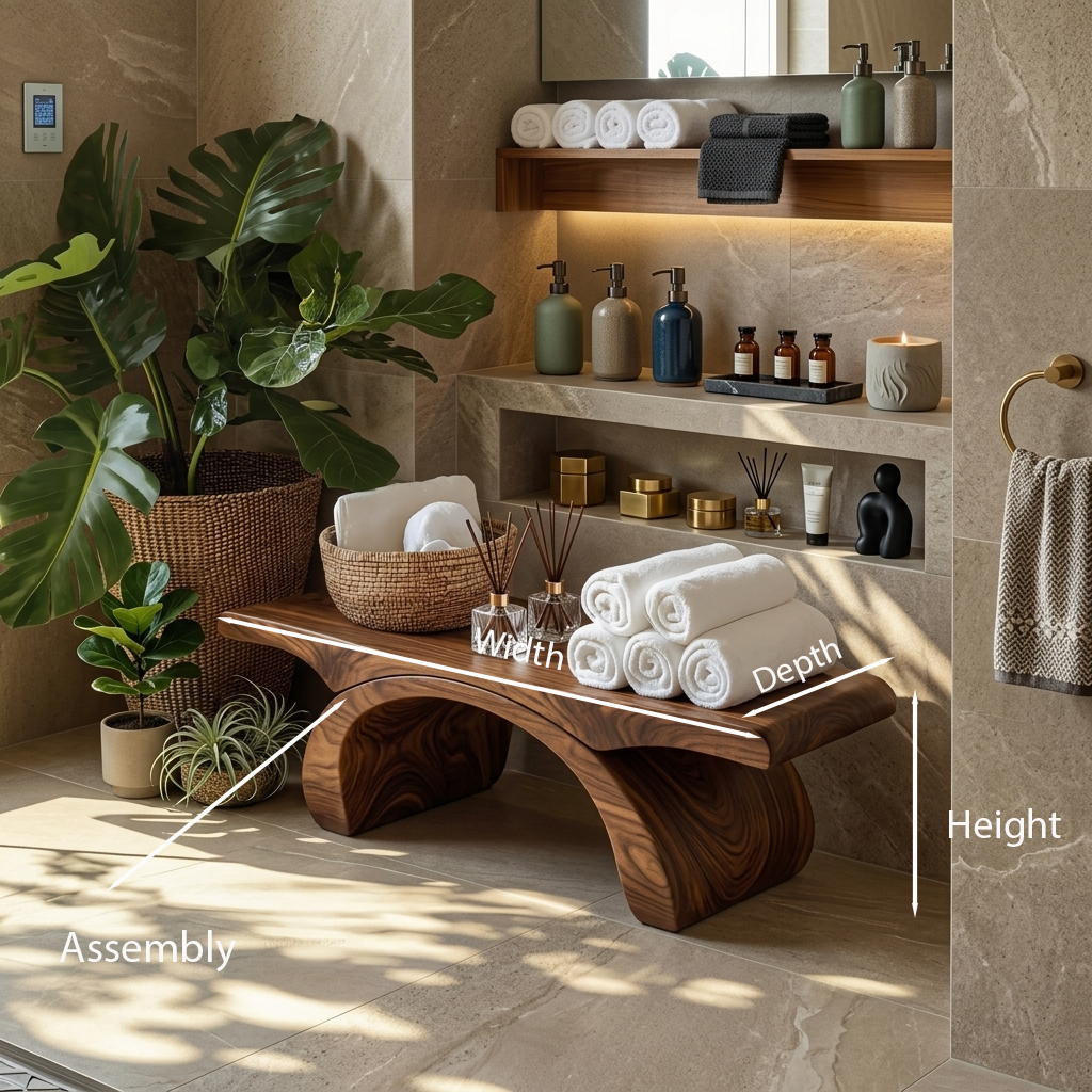 Banc de douche organique moderne pour salle de bain ou spa, mobilier SITHTTSB013