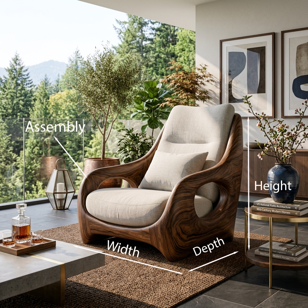 Fauteuil organique aux courbes lisses pour salon RTTHTTACC013