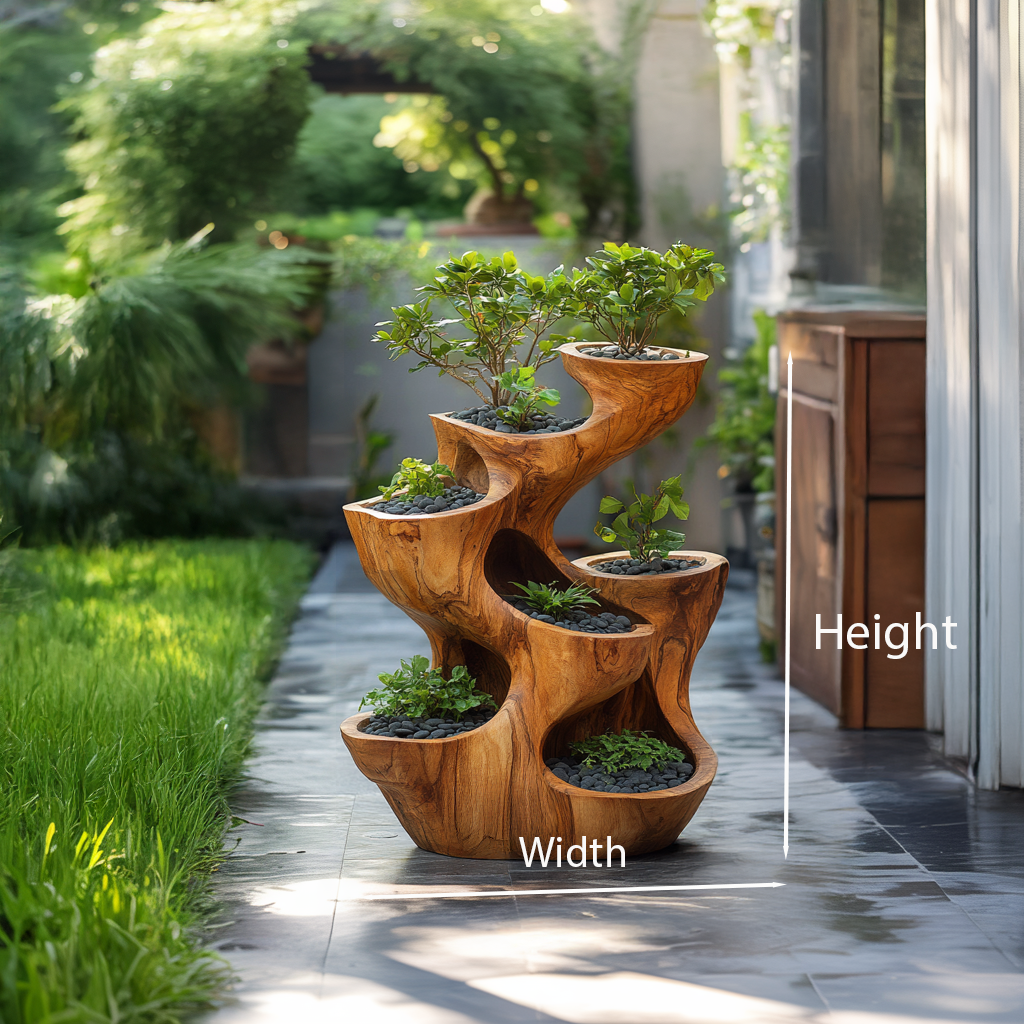Jardinière organique sculpturale à plusieurs niveaux pour décoration de jardin RTTHTTPT007