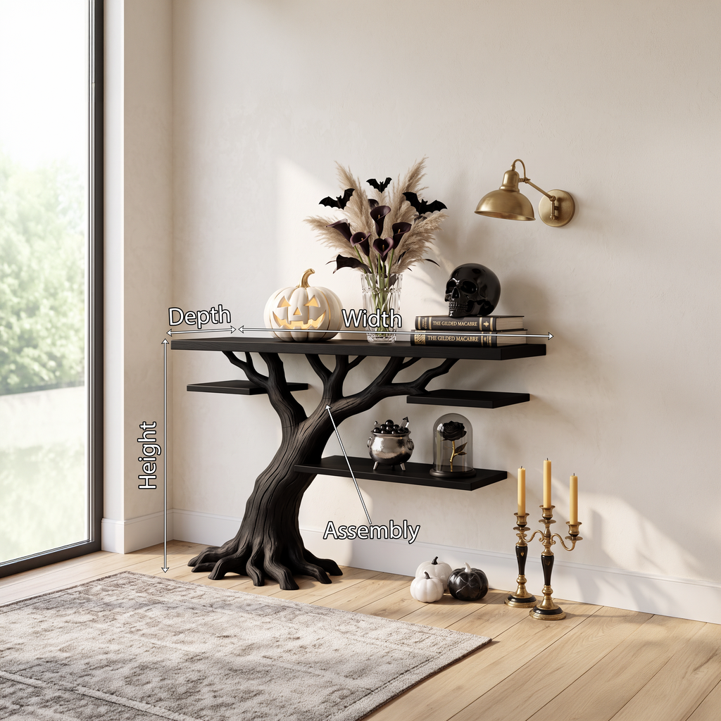 Console branche organique étalée pour intérieur gothique d'Halloween SILDTTNCS153