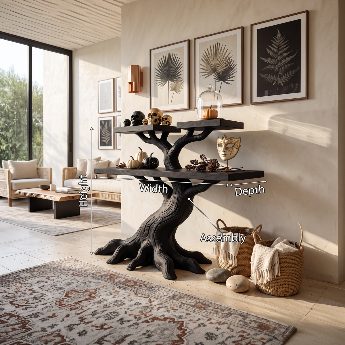 Minimalist Gnarled Tree Console For Vintage Halloween Decor SILDTTNCS160