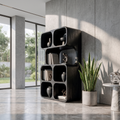 Bibliothèque inclinée artisanale au design en bois organique pour maison moderne SINLKIBS065