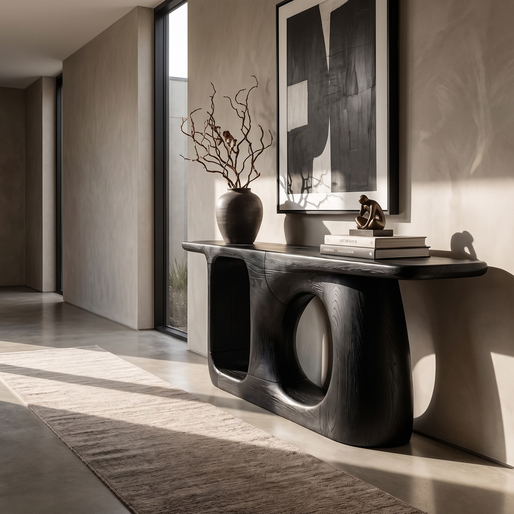Console organique avec structure sculpturale ouverte pour entrée SINLKICS706