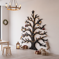 Sculpture murale rustique de Noël en bois avec motif d'arbre aux branches dénudées pour salon SINLSAWA139