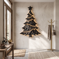 Sculpture murale de Noël contemporaine avec silhouette de sapin pour salon SINLSAWA145