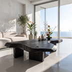 Table basse moderne en bois massif avec plateau sculptural pour salon SINLHACF421 SINLHACF421