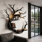 Bibliothèque rustique avec design sculptural en forme de branches circulaires pour salon SINLHAFL066