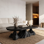 Table basse rustique avec piètement sculptural en forme de vague pour salon SINLHACF413
